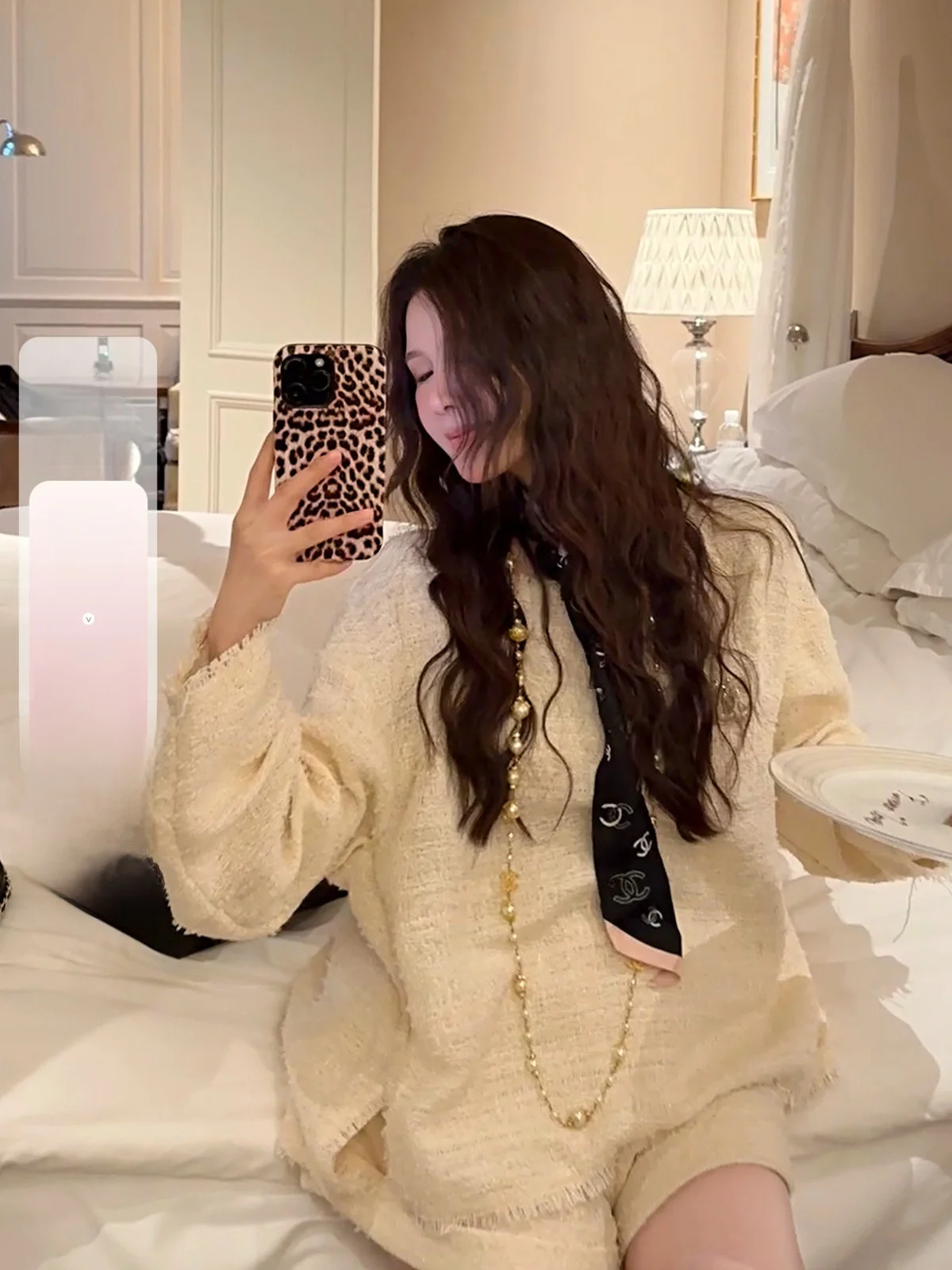 

Platinum Mountain Tea Outfit Fashionable Long Sleeve Old Money Set Short Pants Ensemble for Young Women Ages 18-25 Chinese Brand