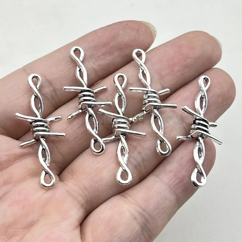 Gothic Bramble Thorn Link Charms 10Pcs, Antique Silver Metal Connector Pendants, DIY Handmade Jewelry Making Accessories