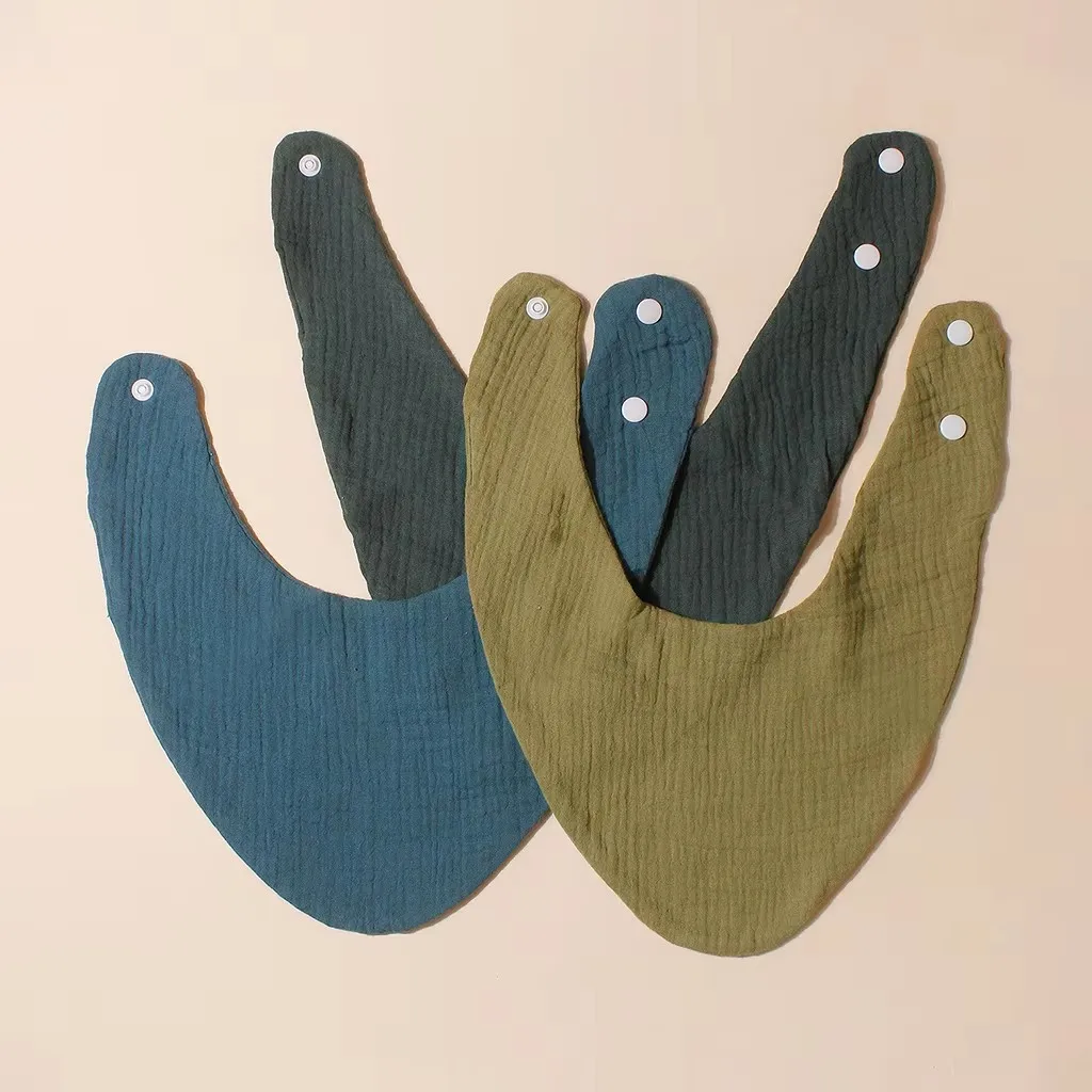 Verstellbare Druckknopf-Spucktücher 3er-Set Baby-Fütterungslätzchen Sabberlätzchen Dreieckstuch Einfarbiges Halstuch Bandana Weiches Baumwoll-Lätzchen
