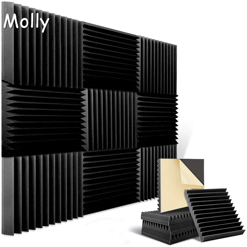 

30x30x2.5cm Black Self-Adhesive Acoustic Panels Sound Proof Foam Panels High Density Soundproofing Wall Panels for Home Office