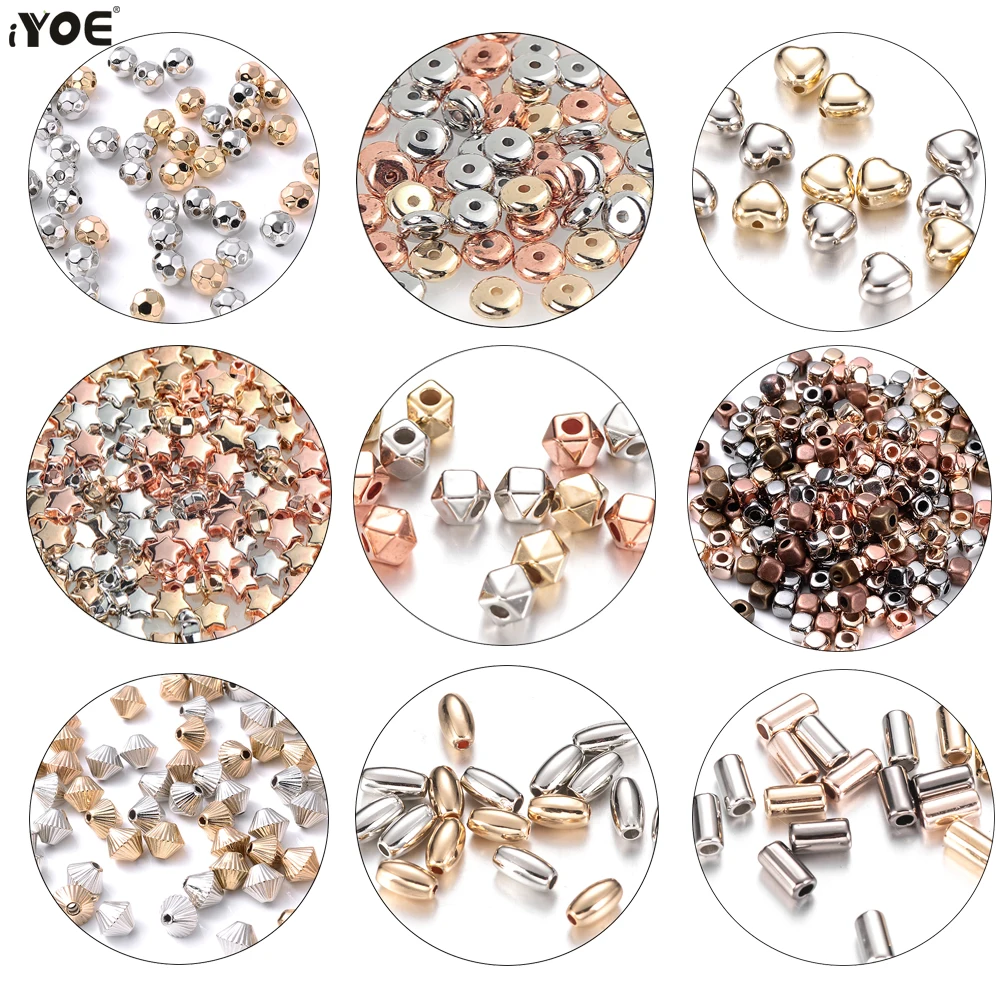 iYOE 100pcs Mix Plastic CCB Beads Tube Star Heart Spacer Beads for Jewelry Making Bracelet Necklace DIY Findings Supplies