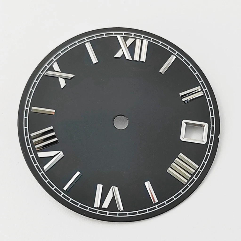 28.5 مللي متر أسود أزرق ساعة الهاتفي مع تاريخ نافذة ل NH35 NH36 الساعات حركة أوتوماتيكية أجزاء