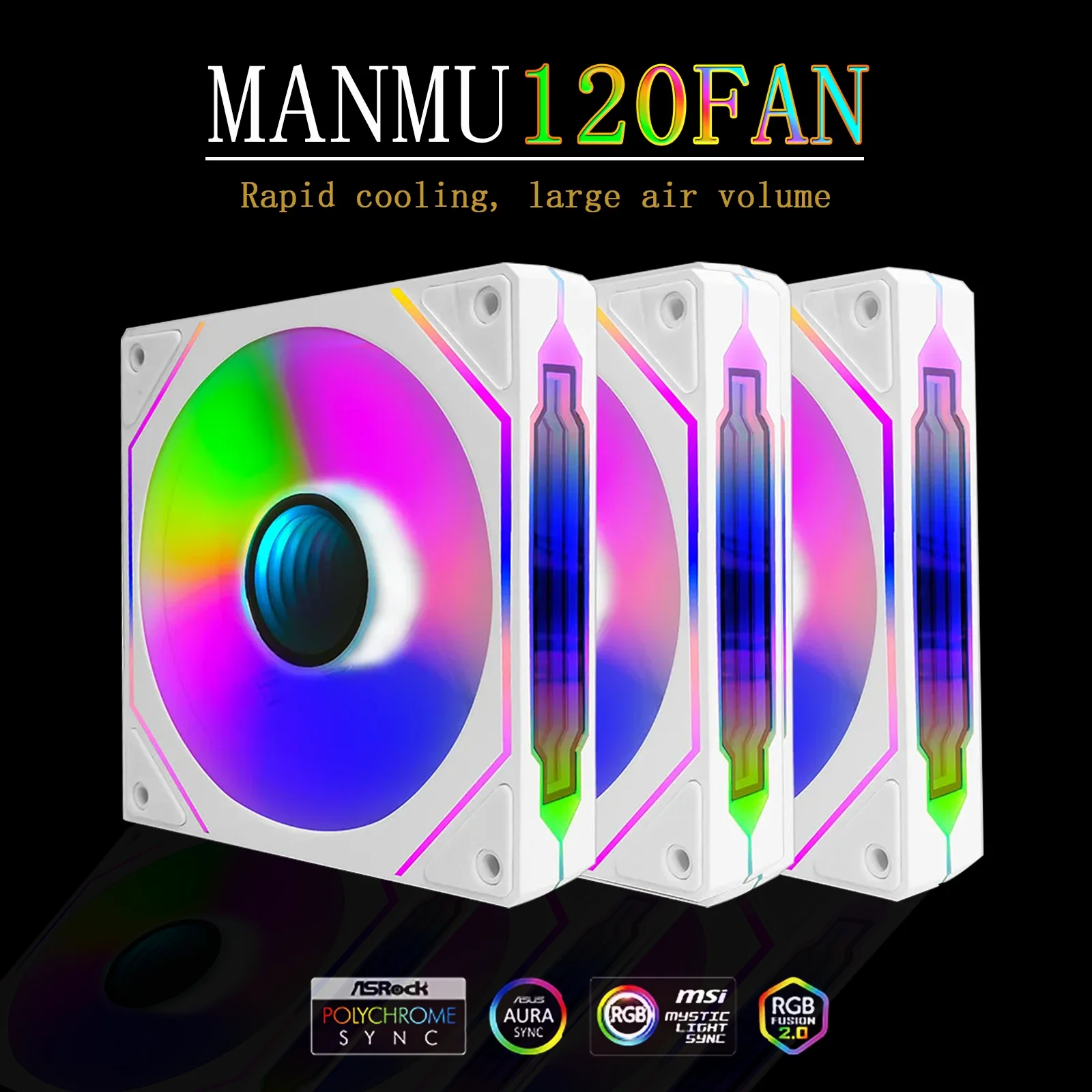 Manmu Silent High Airflow 5V 12V 120mm RGB Computer Case PC Cooling Fan Air Cooler for PC Gaming