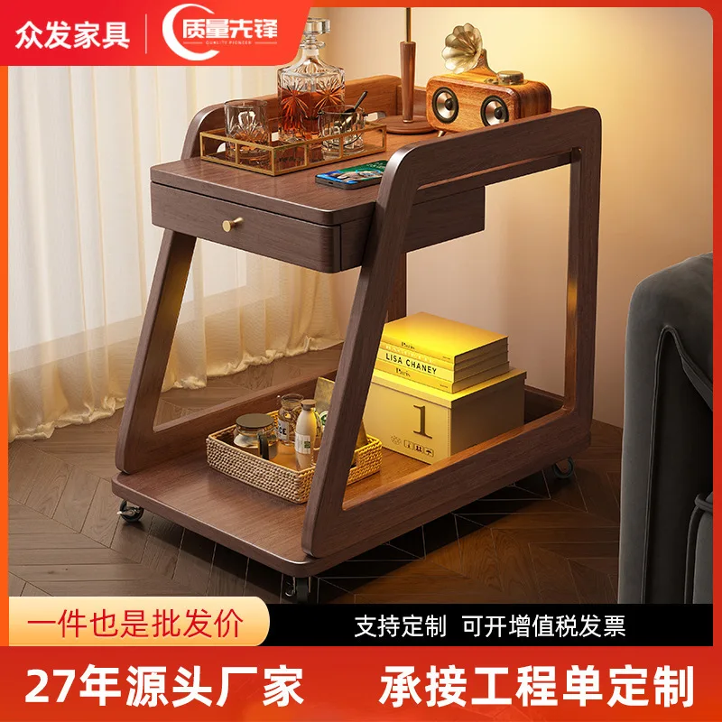 

Household Movable Edge Solid Wood Corner Small Layout Tea Table, Sofa, Side Cabinet
