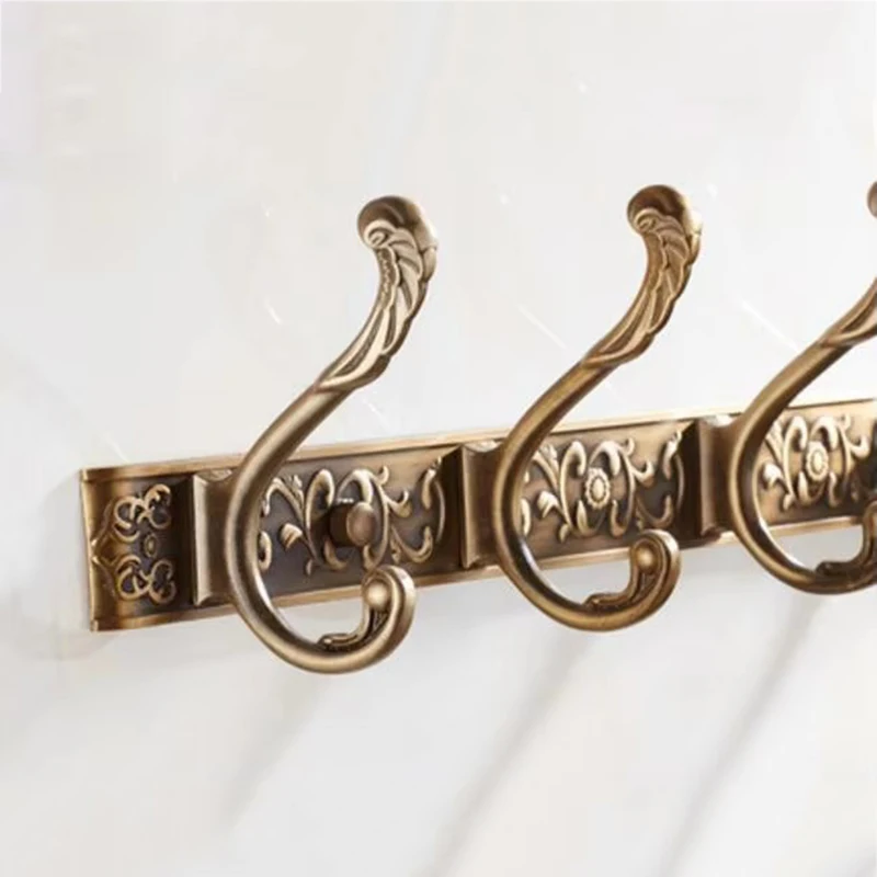 Robe Hooks Antique Zinc Alloy 3/4/5/6Wall Hook Single Clothes Hanger Towel Hooks Bathroom Accessories Decorative Coat Door Hooks