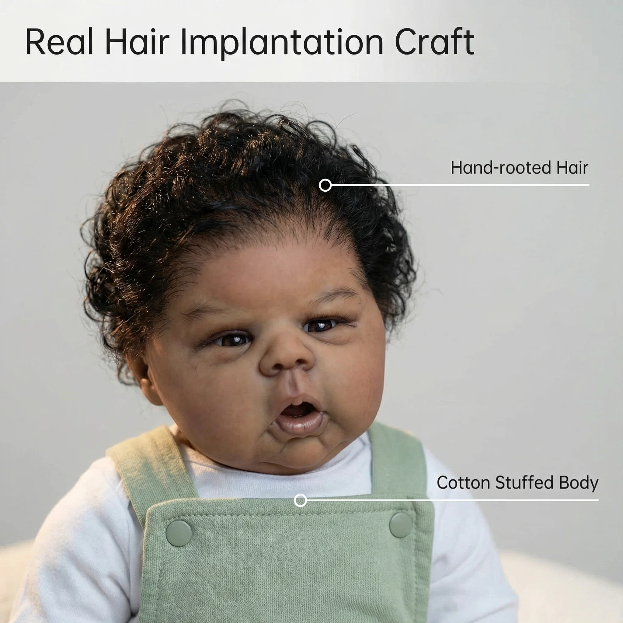 NPK 24Inch Reborn Realistic Reborn Baby Doll Awake Doll Gounchi Real Looking Reborn Doll with Dark Skin