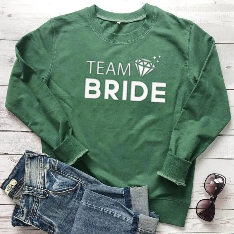Bride Team Sweatshirt Sweater, Bachelorette Party Bridal 100% Cotton Solid Thicken Warm Women Sweatshirts Lady Fashion harajuku