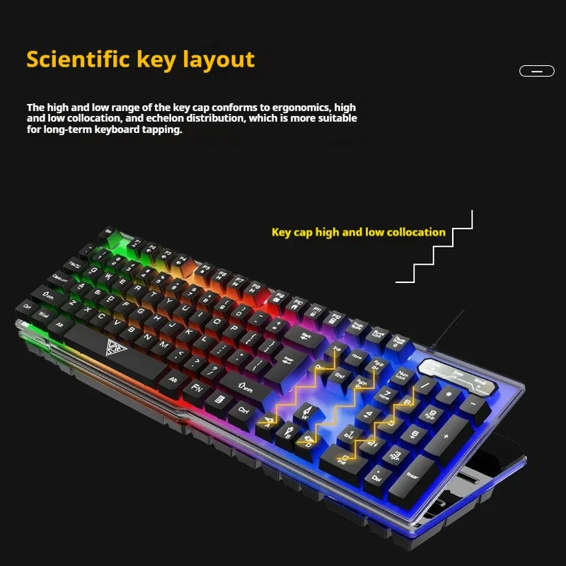 V4b Keyboard Mouse Combos Mechanical Keyboard  Mouse Wired Light Up Esports Games Laptops Universal Office Typing Keyboard