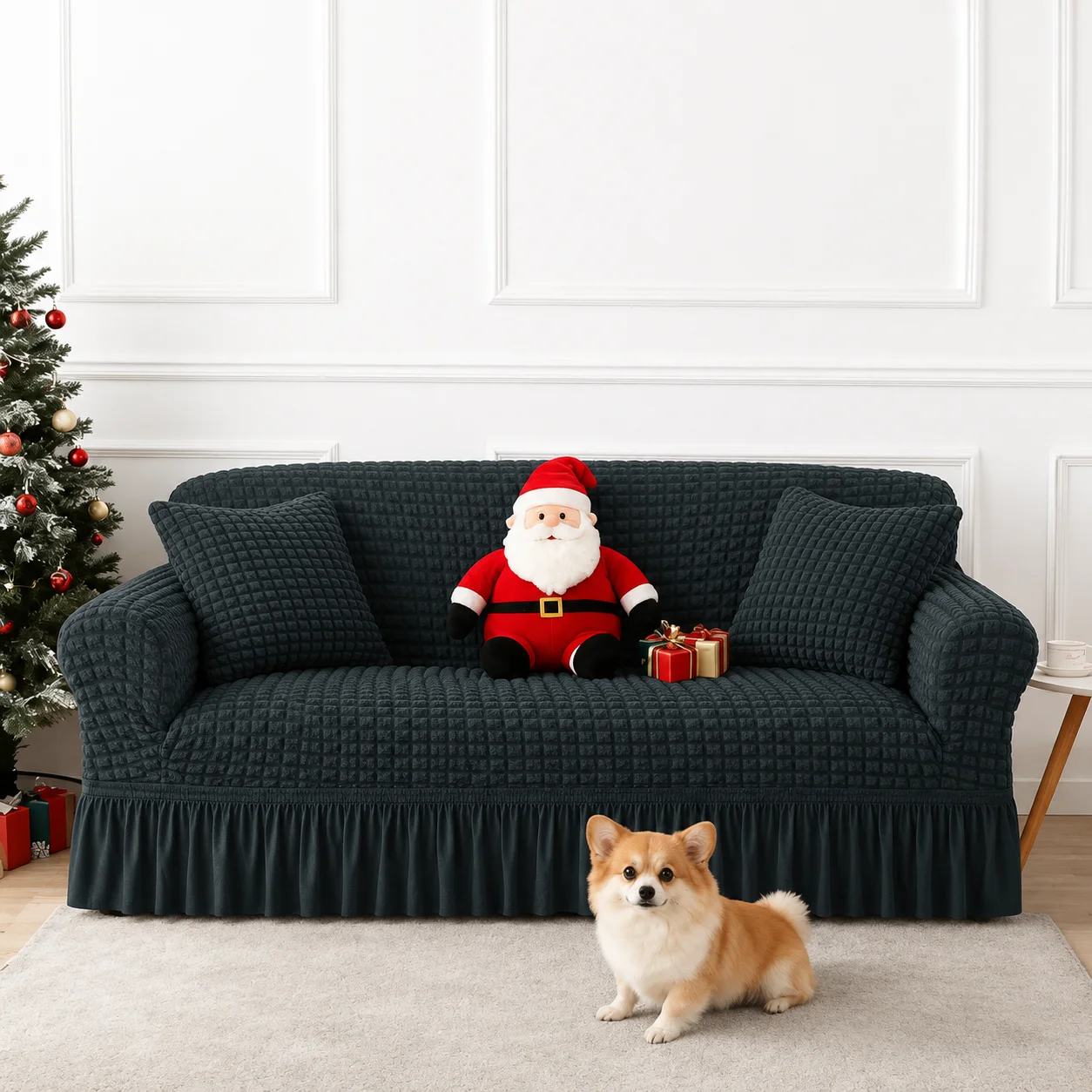 XM-Luvetoria 1PC Seersucker Sofa CoverS Living Room Solid Color Stretch Sofa Slipcover Thick Anti-dirty Home Cushion Cover Christmas Home Decorative