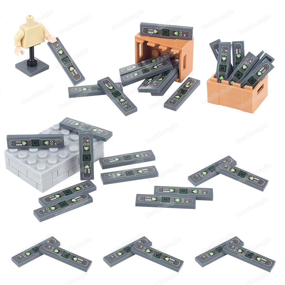 Nadruk dłoni elektroniczny ekran rozpoznawania wzór 2431 klocki do budowy drukowane 1x4 płytki części MOC mechaniczny Model sceny zabawka na prezent