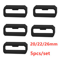 5pcs 20/22/26mm Rubber Watchbands Black Strap Loop Ring Silicone Watch Bands Accessories Holder for Garmin Fenix7 7X 6X 6 5x 5