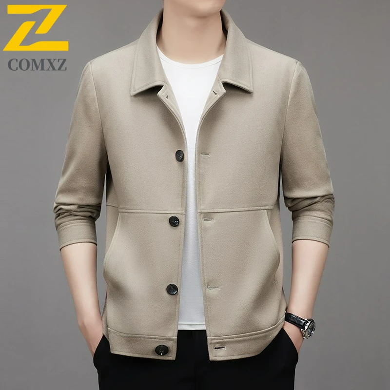 

COMXZ Luxurious Jacket Men New Casual Notch Lapel Outdoor Working Thickened Coat Trendy Daily Wear Windproof Autumn Outerwear