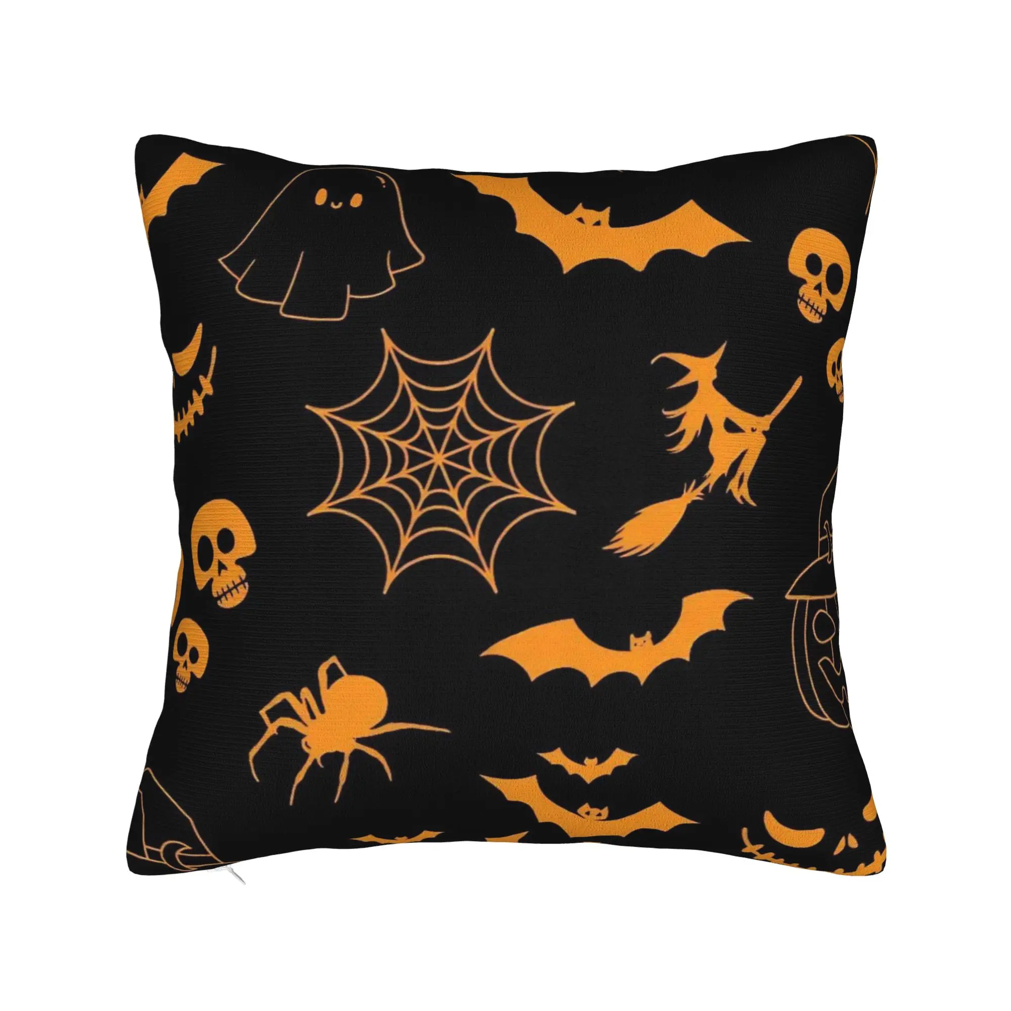 Decorative Pillowcases Halloween Ghost Pumpkin Spooky Trick Or Treat Witch Bedroom  Throw Pillow Case Cover Square Multi Size