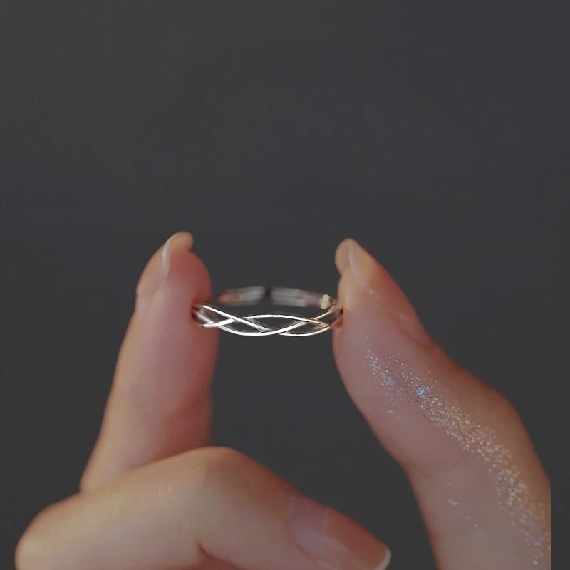 Cute Charm Designer 925 Sterling Silver Hollowed Adjustable Rings for Women Girl Exquisite Jewelry Accessories Gifts Colorfast
