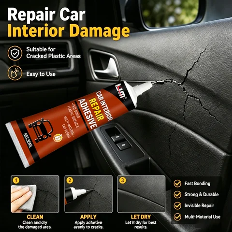 30ML Multi Material Car Interior Repair Adhesive Quick Dry Strong Bond Glue For Dashboard Door Panel Leather Plastic Trim Crack