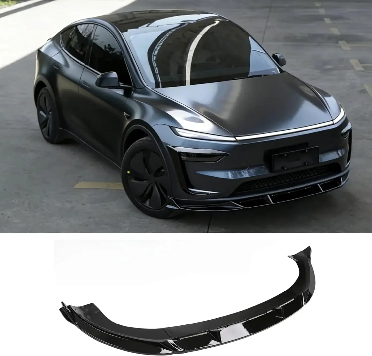 

Front Lip Spoiler Fit for Tesla Model Y Juniper 2025-2026, Gloss Black Front Bumper Lip Body Kit Model Y Automotive Exterior Acc