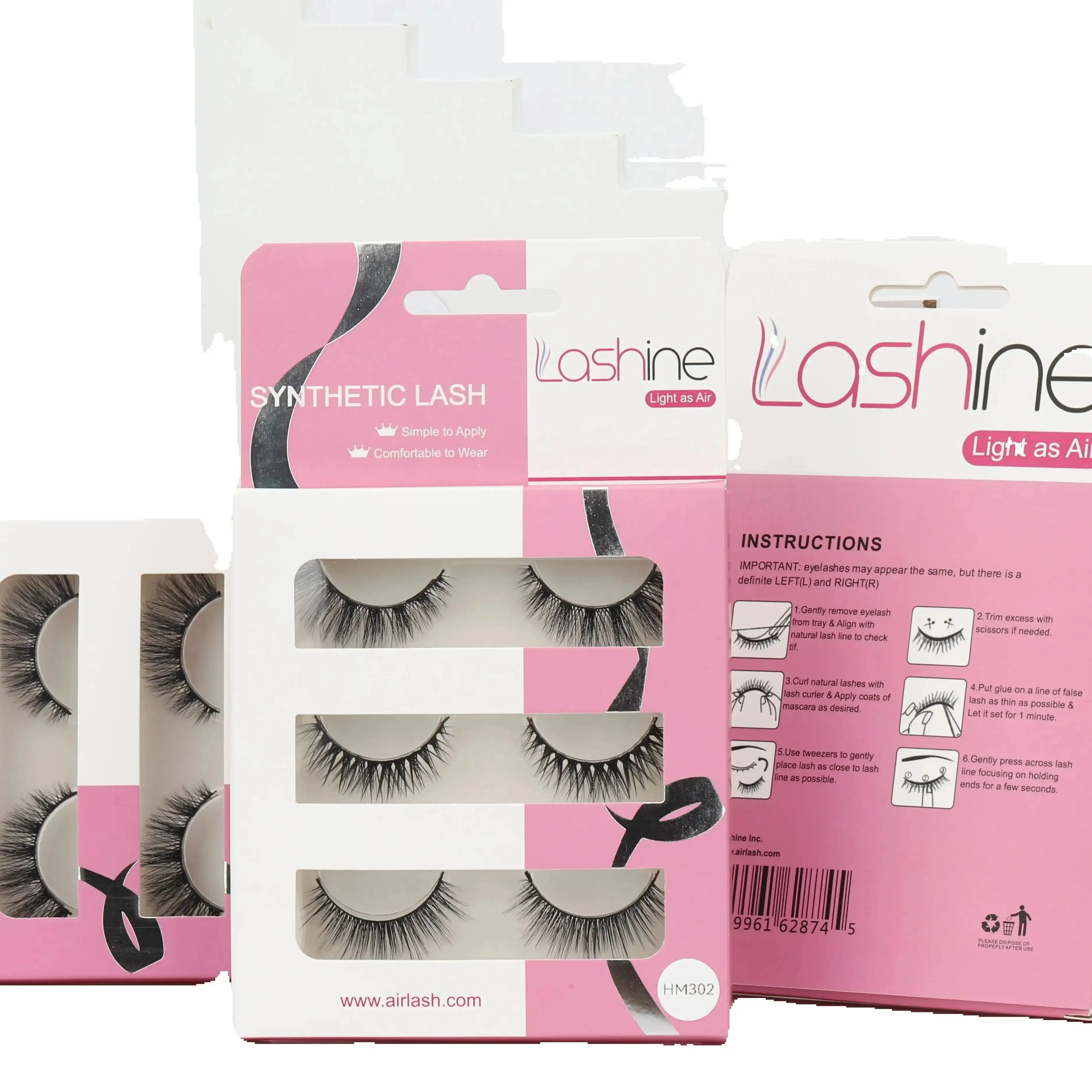 Lashine Russische Strip Wimpers 3-pairs Pluizige Nertsen Wimpers 3D Valse Wimpers Russische Volume Wimpers Nep Wimpers