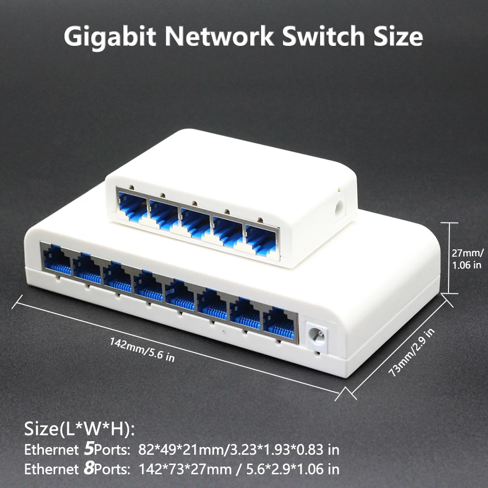 منفذ RJ45 5/8 10/100/1000 ميجابت في الثانية مفتاح إيثرنت سريع إصدار جديد شبكة عالية السرعة للمكتب والمنزل والشبكة المحلية والكمبيوتر الشخصي