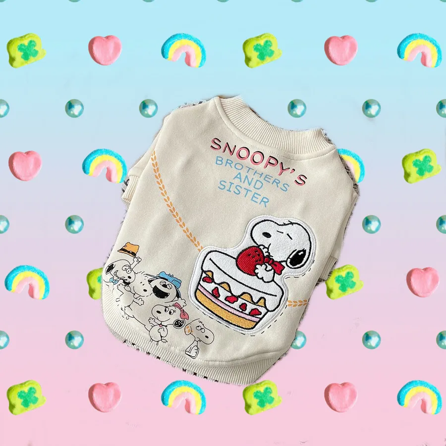 

Пальто для собак snoopy, куртка для собак с героями мультфильмов, плюшевая одежда для домашних животных Snoopy, осенне-зимняя плюшевая одежда для собак