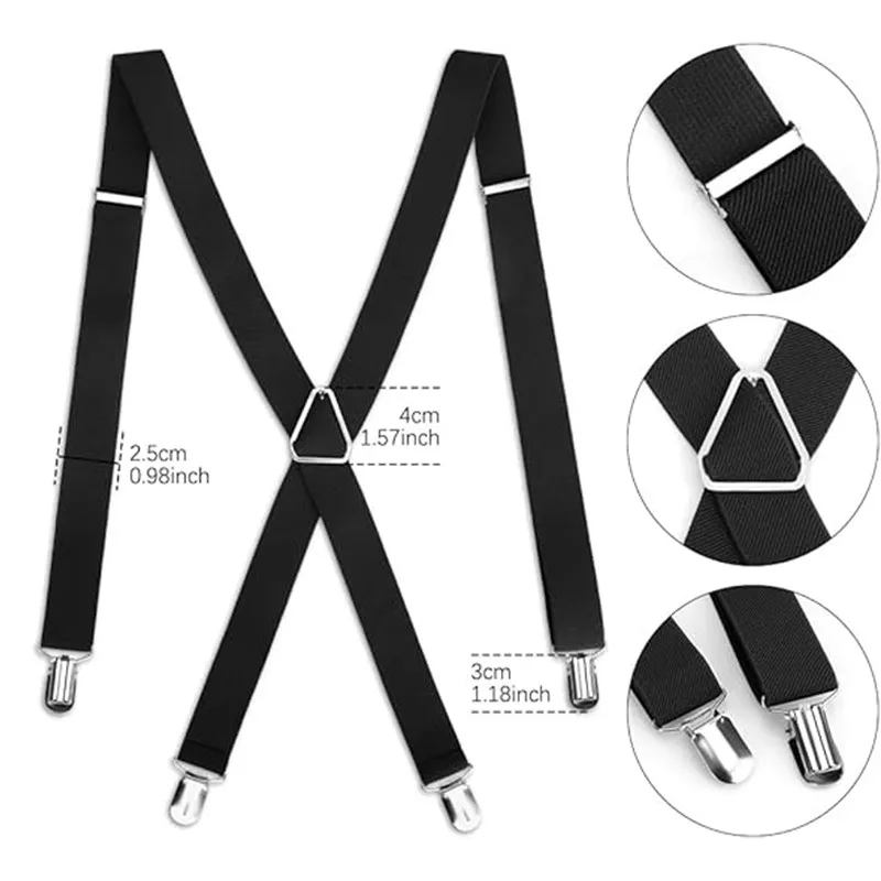 مطاطا البوليستر الحمالات الرجال 4 مقاطع Vintage الرجال النساء الحمالات بنطلون الزفاف تعليق للتنانير الحمالات 4 كليب #6