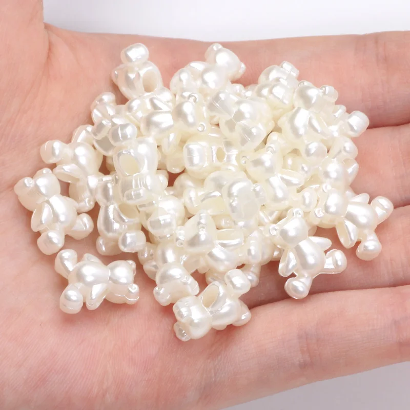 50pcs 12x14mm Beige Acrylic Bear Beads Imitation Pearl Beads For Jewelry Making Craft Bracelet Necklace Earring Diy Accessories