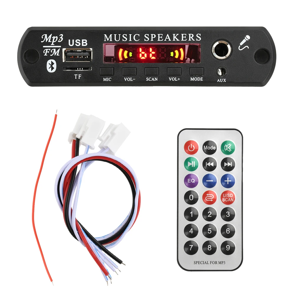 80W 80W Módulo de Reproductor de Música Bluetooth MP3 Decodificador Junta DC 6-24V Reproductor de Música Del Coche Módulo de Audio Sin Pérdidas USB AUX TF Radio