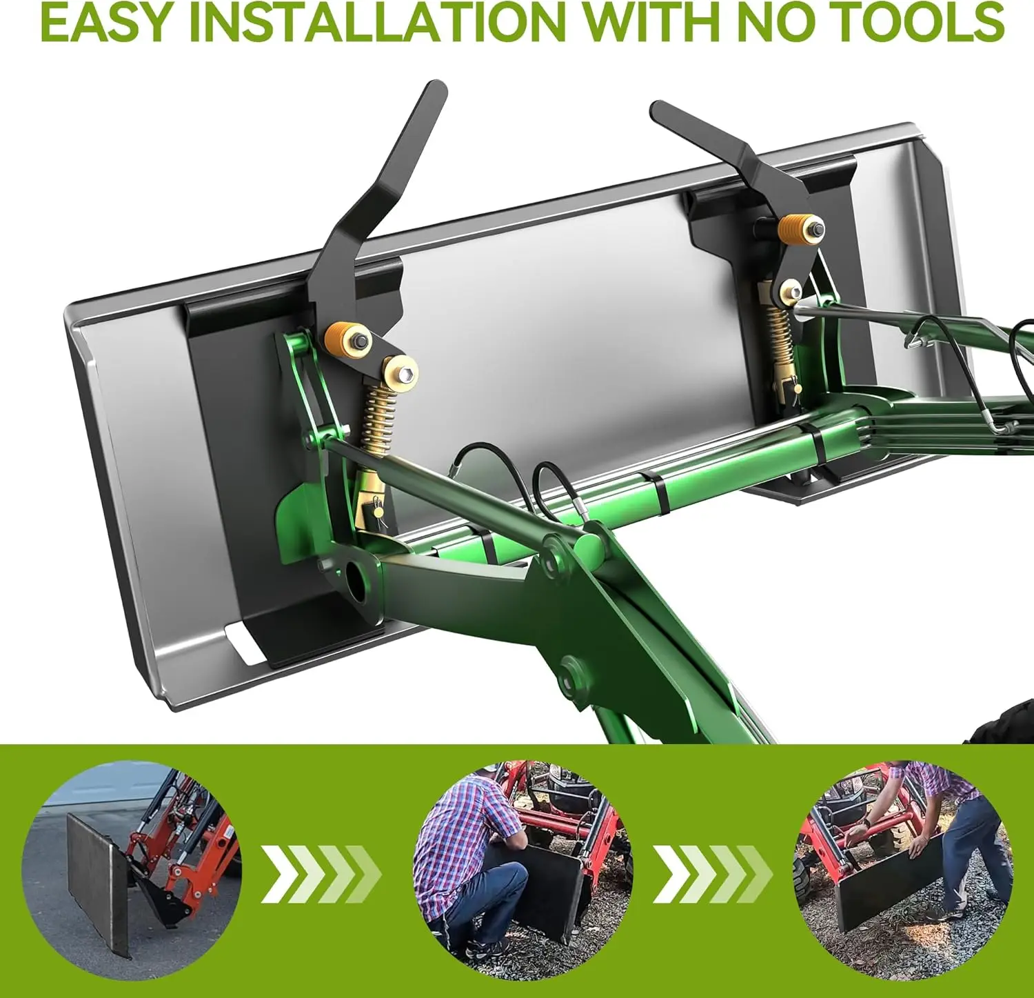 لوحة تثبيت Steer ZZH مقاس 3/8 بوصة، مرفق لوحة توجيه سميكة للانزلاق، لوحة توصيل سريعة عالمية متوافقة مع Kubota، Bobcat