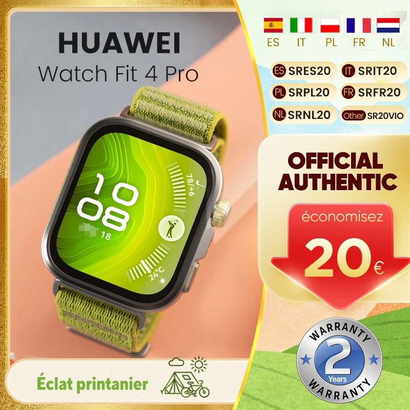 Montre connectée HUAWEI WATCH FIT 4 Pro d'origine, appel Bluetooth, HarmonyOS, écran couleur AMOLED de 1,82 pouces, capacité de la batterie 400 mAh