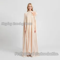 Heyday O-Neck Saudi Arabia Short Sleeves Straight Flower Prom Gown Chiffon Ankle Length Sexy Elegant luxury Dress For Women 2024