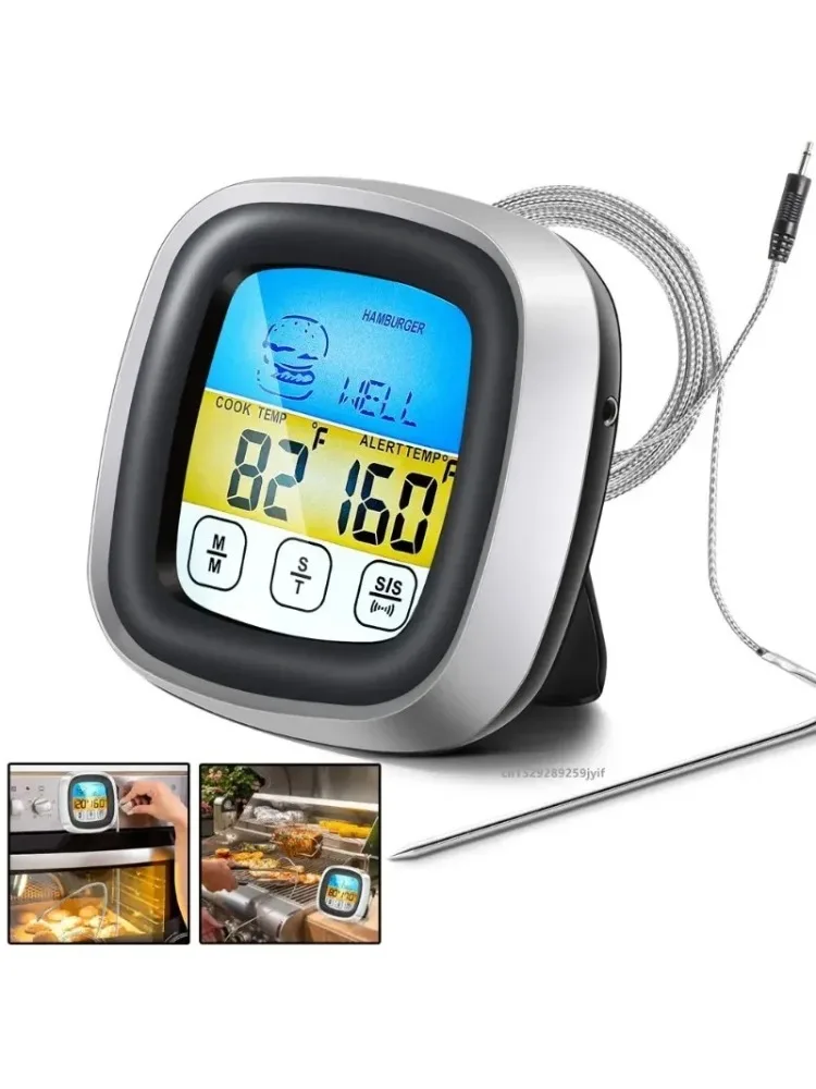 Thermomètre numérique de cuisine à viande, en acier inoxydable, sonde de température pour four, cuisson au barbecue