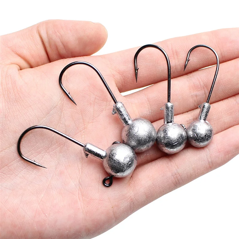 4/8 Stück natürlicher Jigkopf mit Widerhaken für weiche Kunststoffköder, Kurbel-Jig-Kopfhaken, 2,5 g ~ 14 g, Bass-Angeln mit lockigen Schwanzwecken – Detail 1