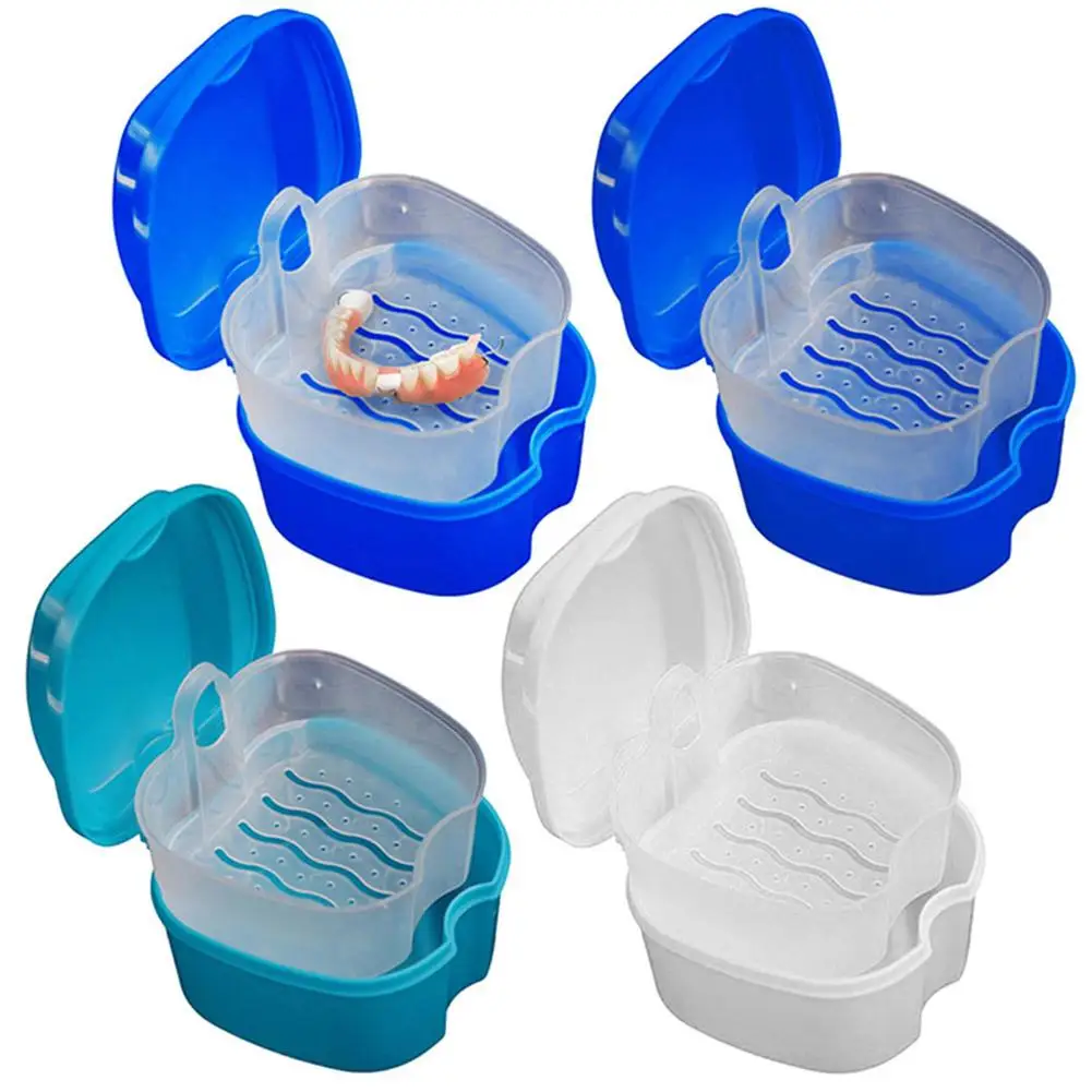 

Denture Bath Box Effective Compact False Teeth Storage Box Full Protection Denture Cleaning Box with Hanging Net Container