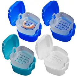 Denture Bath Box Effective Compact False Teeth Storage Box Full Denture Cleaning Box with Hanging Net Container