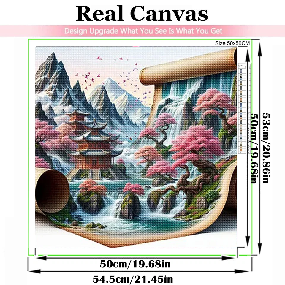 Diamond Painting Art Kit DIY Landscape Vast Waterfall Mountain Pavilion Diamond Embroidery 5D Mosaic Rhinestone Cross Stitch