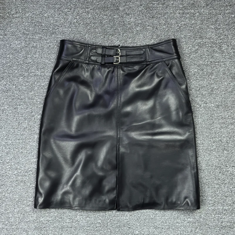 

Юбка с высокой талией из овечьей шерсти, женская, приталенная, с разрезом, в корейском стиле, удобная для повседневной носки, А-силуэт