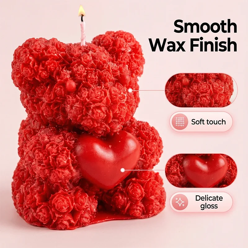1/2/4pcs Bear-shaped Rose Aromatherapy Candles - Sweet Decorative and Handmade Gifts, Perfect for Women/friends Valentine's Day