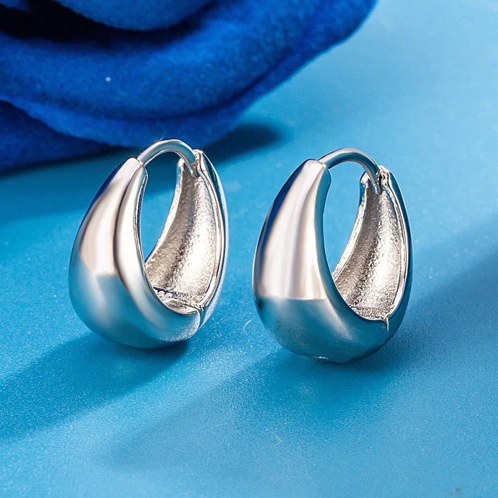 

925 Sterling Silver Piercing Ear Ladies' Earrings Wedding U-Shaped Simple Hoops Earrings Woman Luxury Jewelry Jewellery