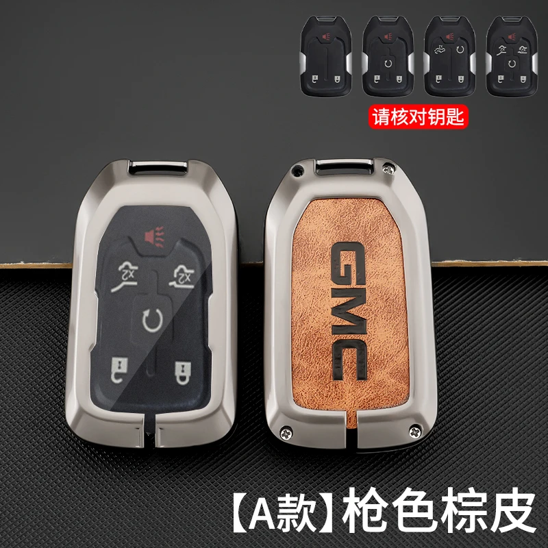 Zinc Alloy+Leather Car Key Cover Case Shell Protector For Chevrolet Silverado Suburban Tahoe for GMC Yukon Sierra Acadia Terrain