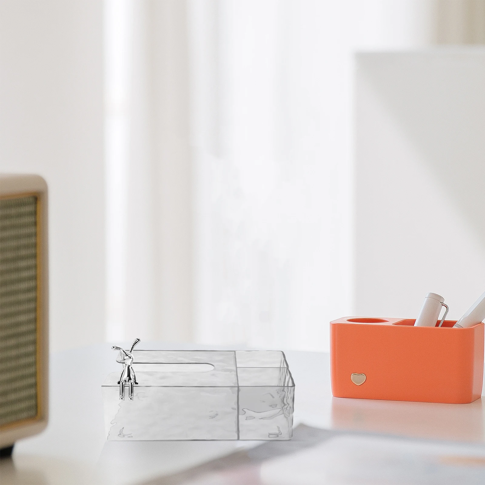 

Luxury Decorative Tissue Box Cover Rectangular Cube Organizer Multifunctional Storage for Remote Phone Keys