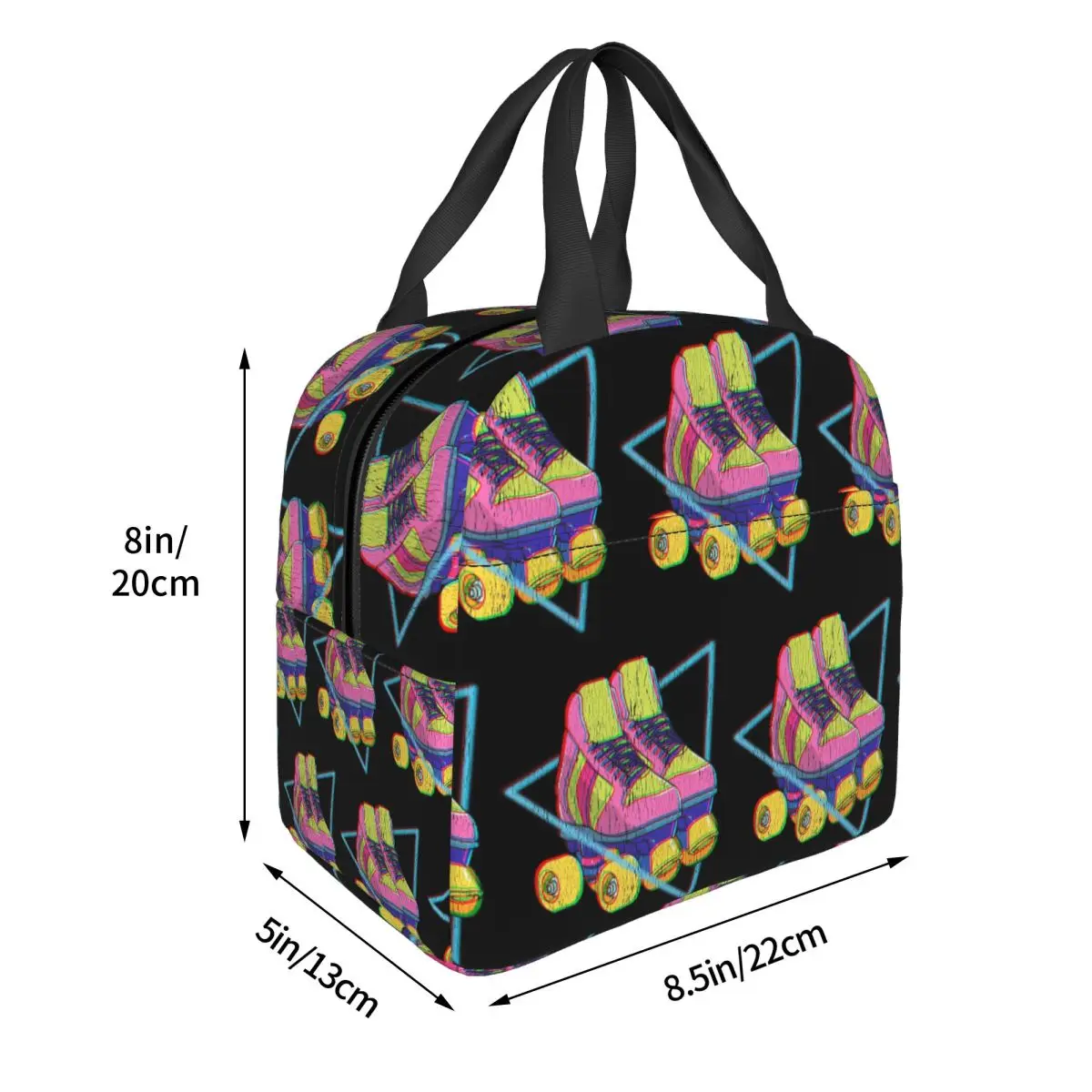 Retro Roller Skates Colorful Insulated Lunch Bag for Women Children Portable Food Boxes Thermal Lunch Box Tote