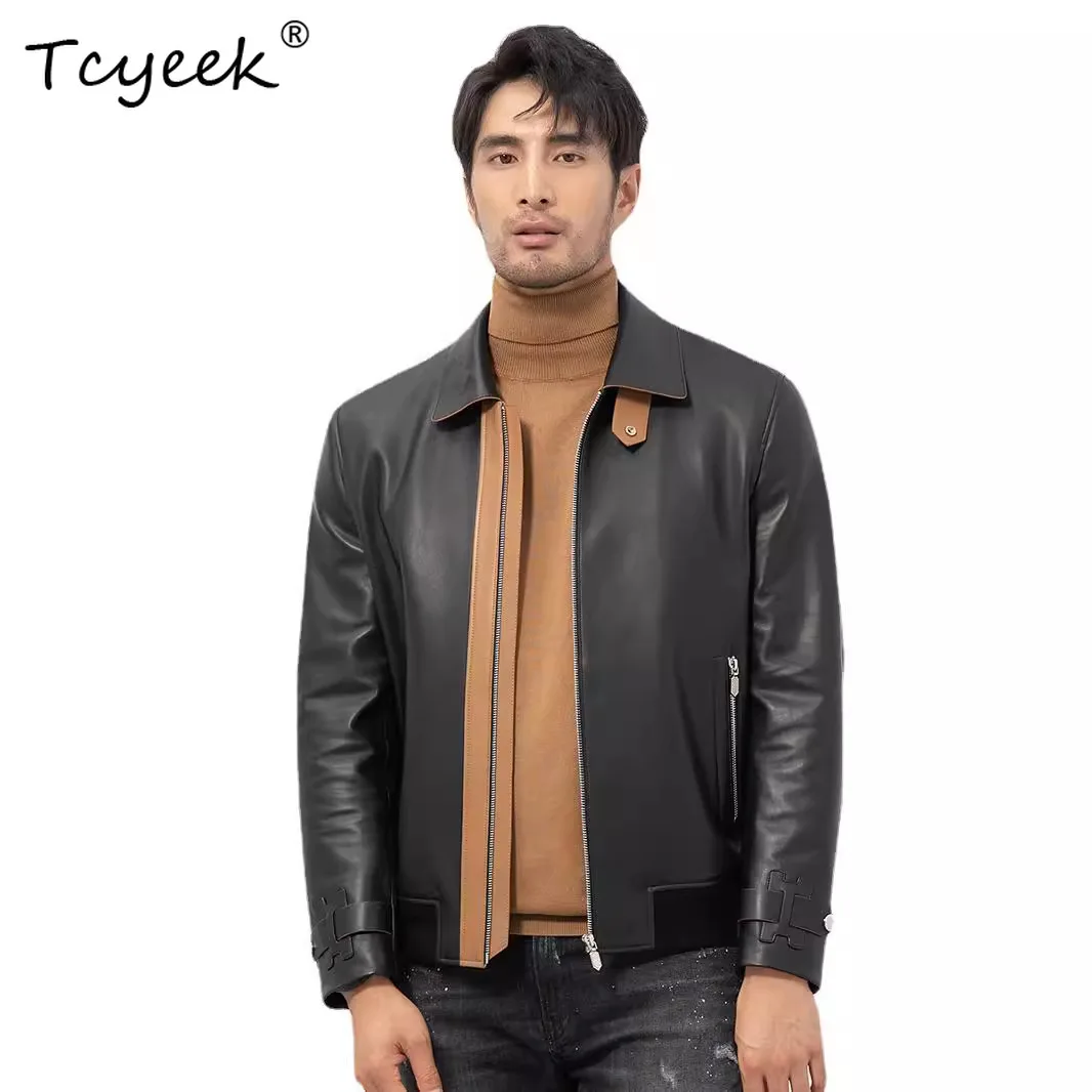

Tcyeek Real Sheepskin Genuine Leather Jacket Men 2025 Trendy Mens Coats Spring Autumn Clothes New in Outerwears Jaqueta De Couro
