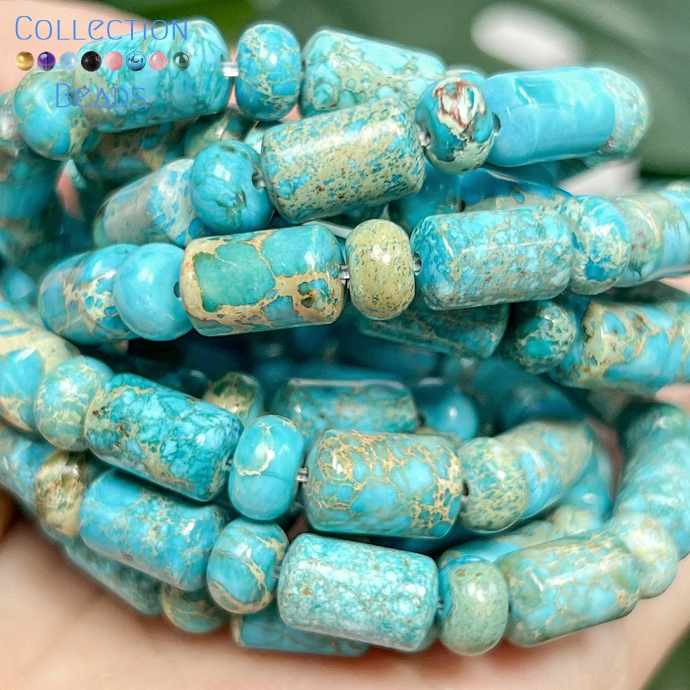 4x6x10mm naturel lac bleu mer sédiment jaspe perles d'espacement en vrac pour la fabrication de bijoux bracelet à bricoler soi-même collier accessoires