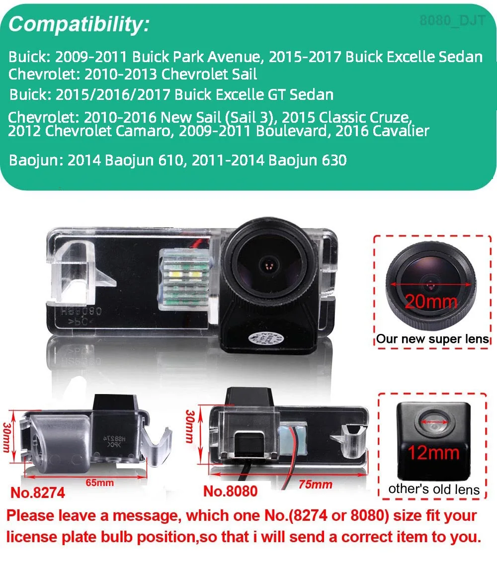 HD Car rear view camera For Buick Park Avenue/Excelle Sedan/Chevrolet Sail/Chevrolet Camaro/Cavalier /Baojun 610 630