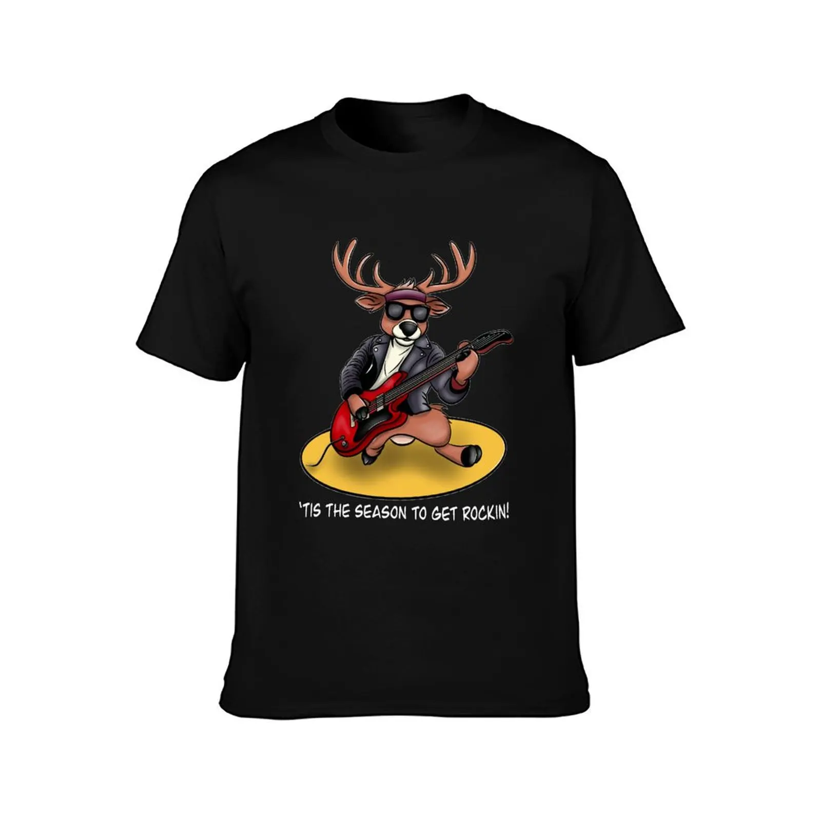 Rocking Reindeer Christmas T-Shirt Big Size Simple T-Shirt