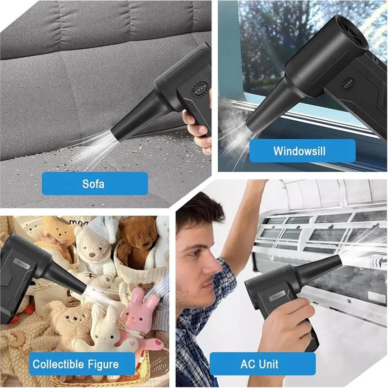 مروحة توربو بمحرك كهربائي لاسلكي من Flash Trend، منفاخ غبار قابل للتعديل بأربعة سرعات لأجهزة الكمبيوتر المحمول والسيارة وتنظيف المنزل #3