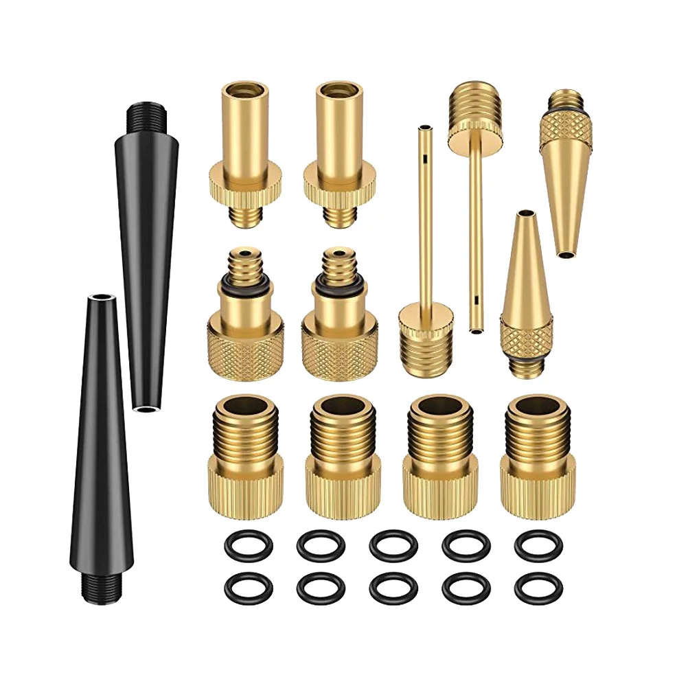 Zestaw adapterów zaworów rowerowych, konwerter igieł do pomp samochodowych i podłogowych, zawiera zawory Sclaverand do piłek.