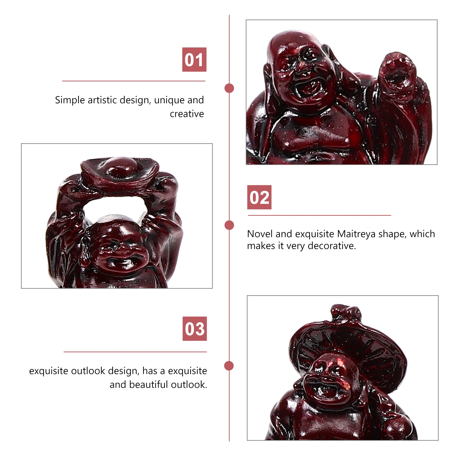 

6pcs Resin Maitreya Buddha Decorative naments Set Creative Design Premium Material Office Home Decor Figurines