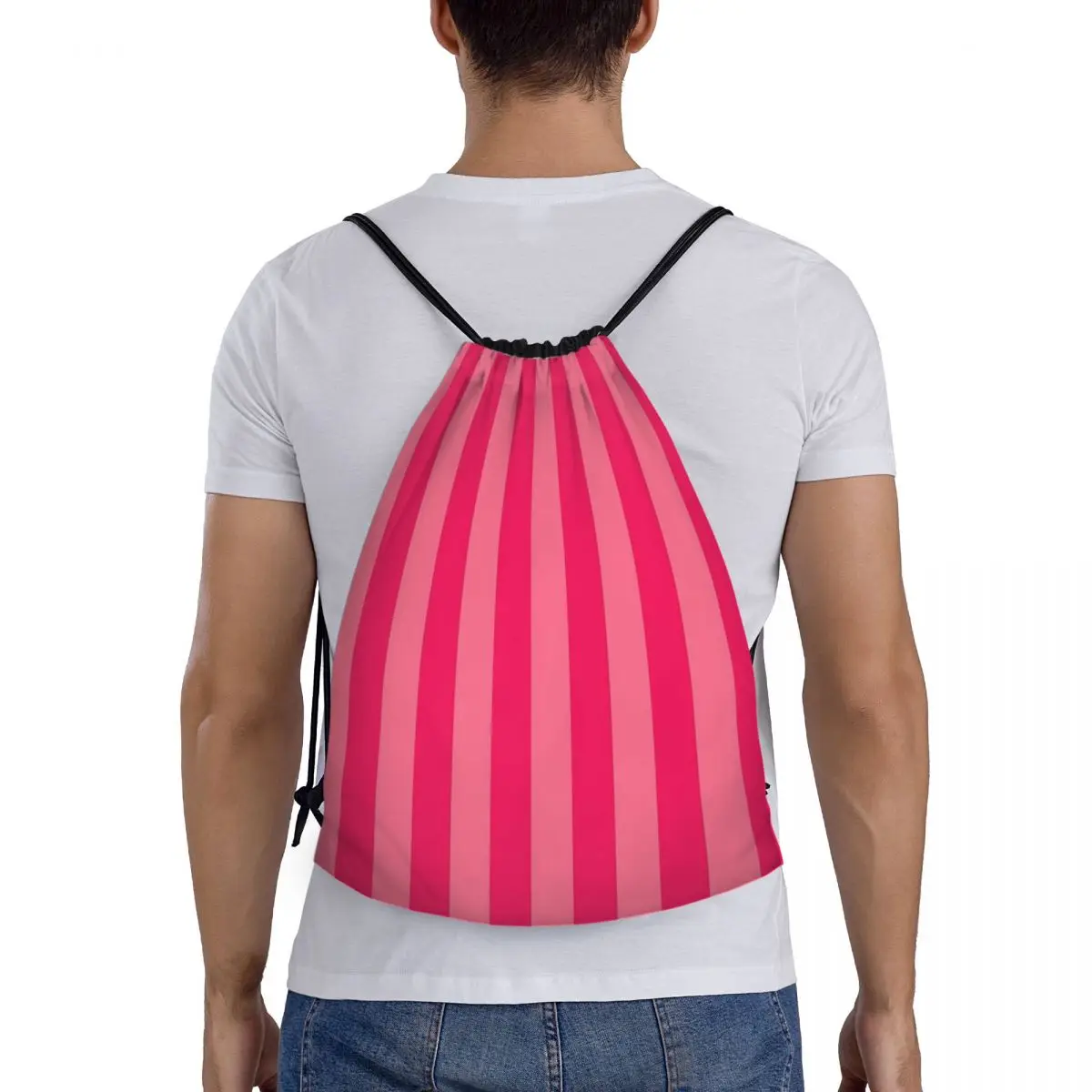 

Bold Vivid Vetical Stripped Pattern Backpacks Multi-function Drawstring Bundle Pocket Sports Bag Book Bags for Travel School
