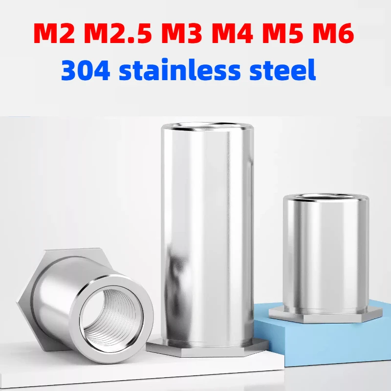10-50pcs M2 M2.5 M3 M4 M5 M6 304 Stainless Steel Through Hole Hexagonal Rivet Stud Rivet Nut Column Riveting Stud