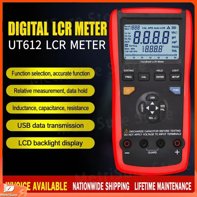 Handheld LCR Meter Digital Capacitance Inductance Resistance Tester Bridge Multimeter for Electronics Repair Testing UT612